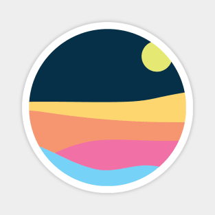 Night sun on colorful desert Magnet